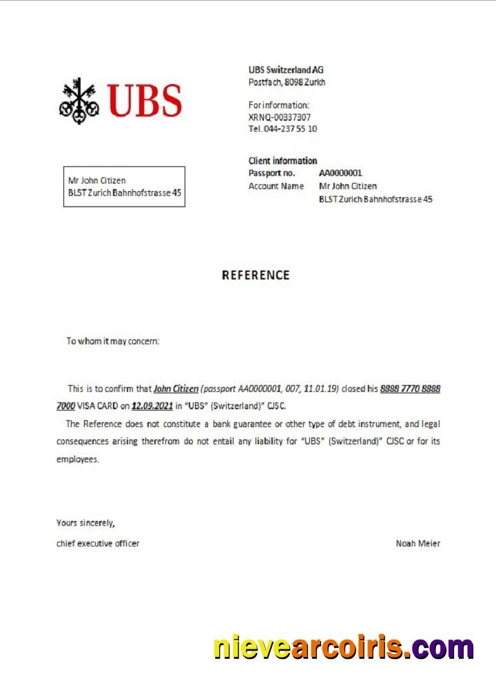 Switzerland UBS closure reference